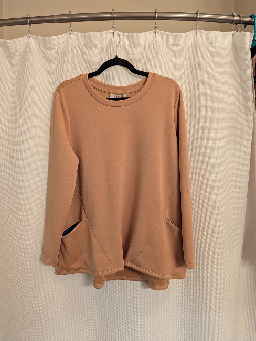 LOGO by Lori Goldstein Camel Long-Sleeve Pocket Tunic